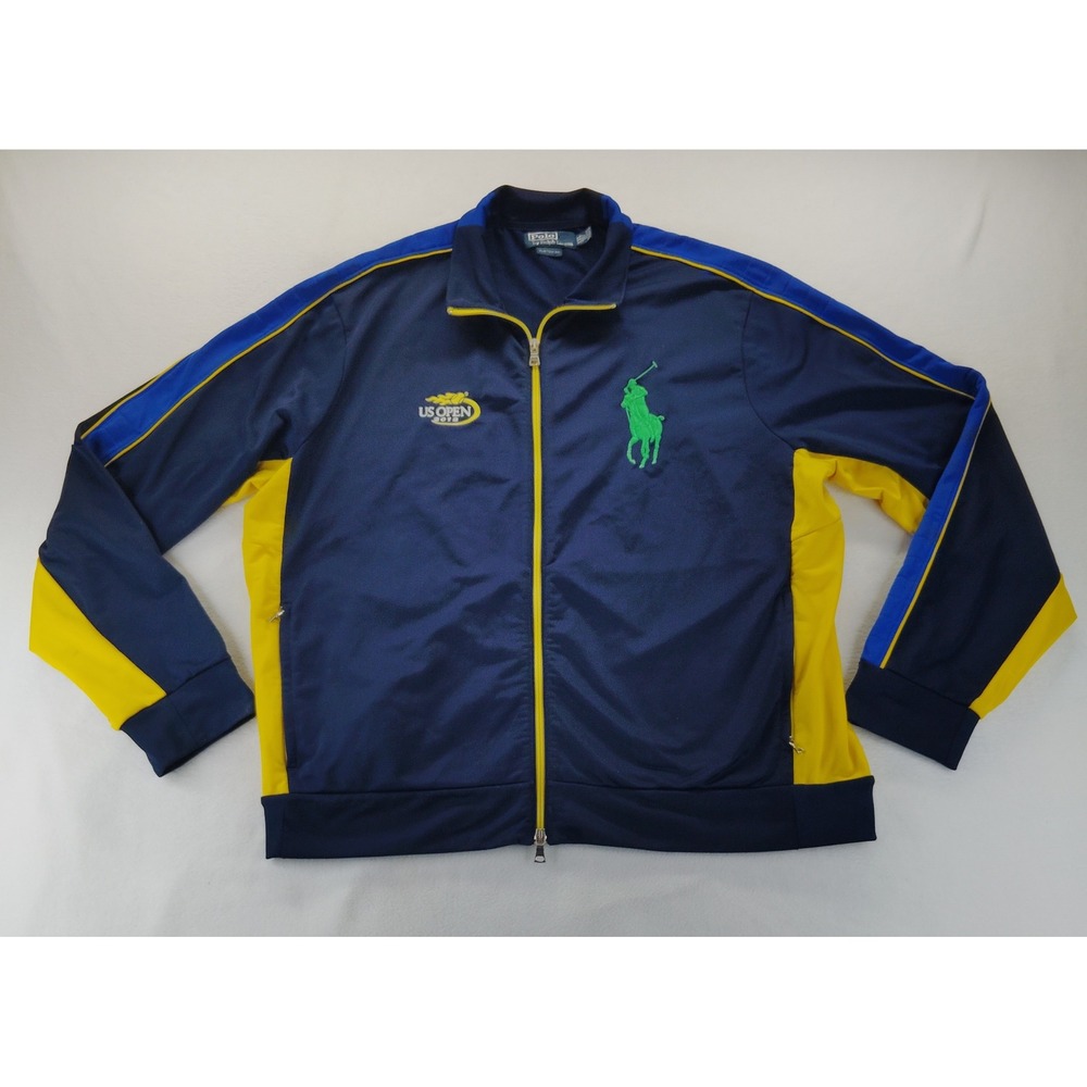 Polo Ralph Lauren Track Jacket Mens XXL Blue Good US Open 2012 Custom Fit Zip